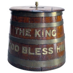 Stout English William IV Oak Ship's Rum Keg w/Brass Lettering