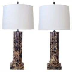 A Robust Pair of American Neoclassical Style Columnar Lamps