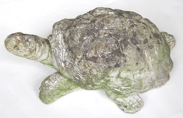 A Whimsical French 1940's Concrete Box Turtle 1