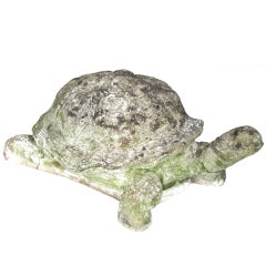 A Whimsical French 1940's Concrete Box Turtle