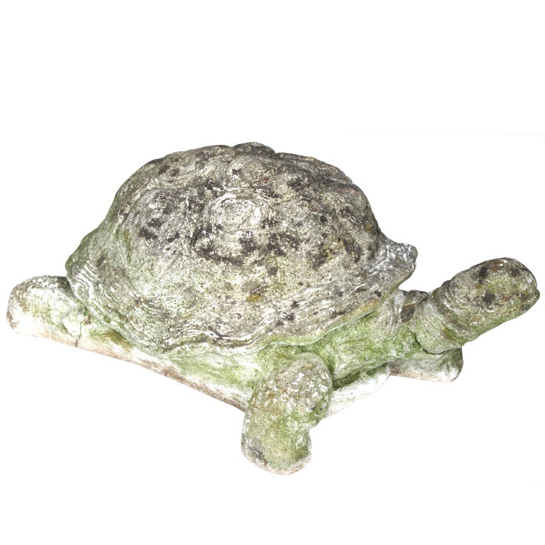 A Whimsical French 1940's Concrete Box Turtle