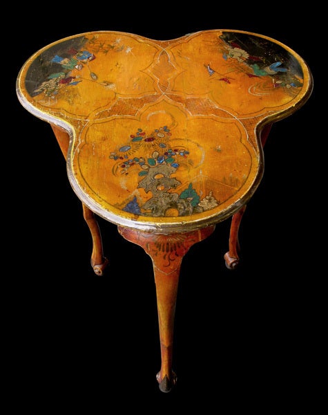 A Shapely Rococo Style Chinoiserie Lacquered Trefoil Side Table