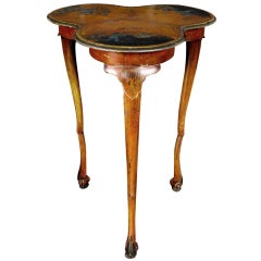 A Shapely Rococo Style Chinoiserie Lacquered Trefoil Side Table