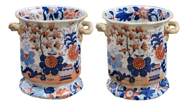 Good Pair of English Mason's Ironstone Imari Style Wine Coolers