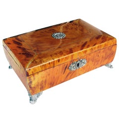 Antique A Large-Scaled English Regency Blonde Tortoiseshell Trinket Box