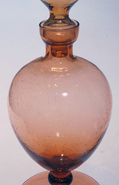 Mid-20th Century Striking Pair of American Hand-Blown Peach Colored Apothecary Jars