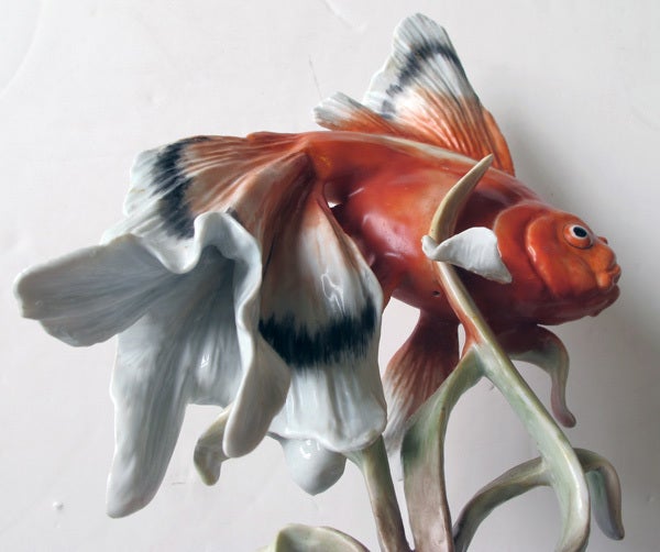 Mid-20th Century Finely Executed German Porcelain Fantail Fish by Rosenthal