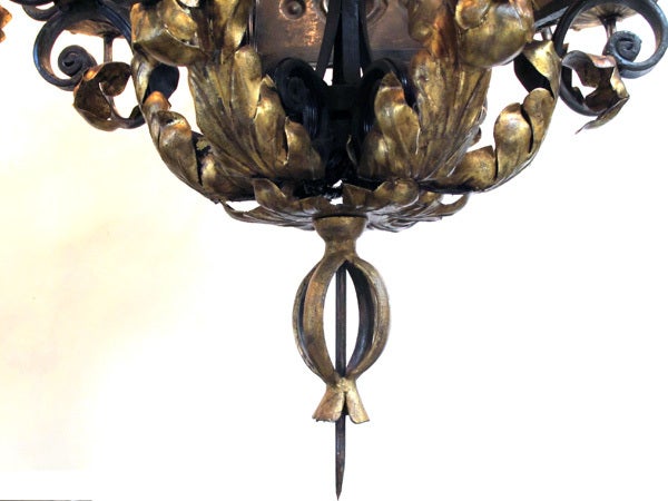19th Century A Massive and Baronial Belgian Baroque Style Iron Chandelier
