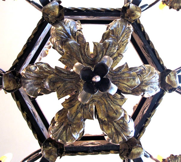 A Massive and Baronial Belgian Baroque Style Iron Chandelier 2