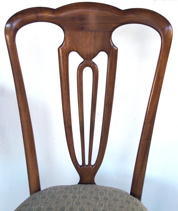 Mid-20th Century Stylish Set of 8 Italian Pear Wood Shield Back  Dining Chairs by Erno Fabry