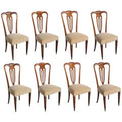 Stylish Set of 8 Italian Pear Wood Shield Back  Dining Chairs by Erno Fabry