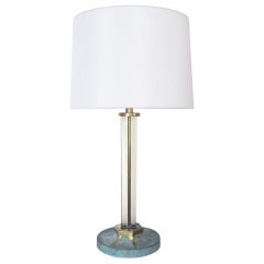 Chic French Art Deco Glass Cluster-Column Lamp w/Bronze Fittings Chic French Art Deco Glass Cluster-Column Lamp w/Bronze Fittings