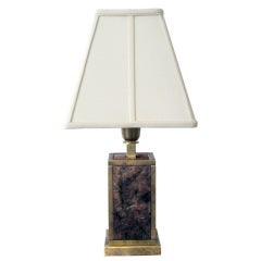 A Stylish French Rectangular Brass Lamp  with Eel Skin Panels