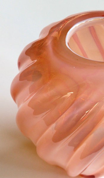 Italian A Good Quality Murano Ovoid Ribbed Pink Vase by Seguso