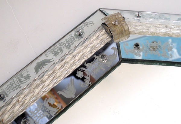 A Good Quality Venetian 1950's Octagonal Etched Mirror