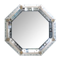 A Good Quality Venetian 1950's Octagonal Etched Mirror