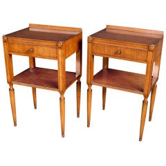A Tailored Pair of English Mid-Century Cherrywood Bedside Tables