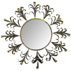 Large-Scaled & Exuberant Italian 1960's Gilt Tole Convex Mirror