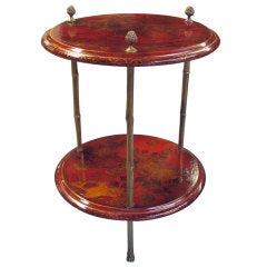 A French Crimson Chinoiserie Circular Table, Mounts by Bagues