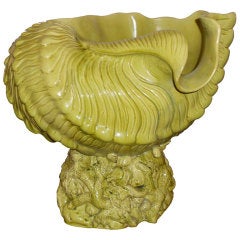 A Large English Faience Apple-Green Glazed Shell-Form Bowl