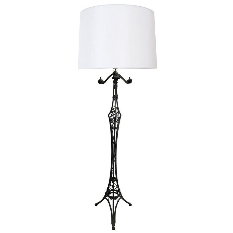 A Shapely French Art Deco Wrought Iron Floor Lamp