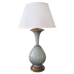 A Boldly-Scaled Murano Mid-Century Celadon Art Glass Lamp