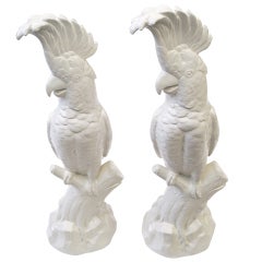 A Striking Pair of English Minton Porcelain Cockatoo Figurines