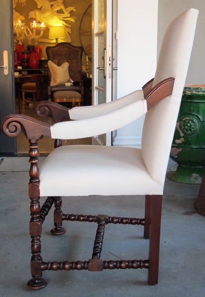 Robust Pair of Flemish Baroque Style Walnut Fauteuils a la Reine
