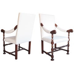 Robust Pair of Flemish Baroque Style Walnut Fauteuils a la Reine 12
