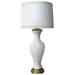 Elegant French 1960's White Opaline Baluster-Form Glass Lamp 9