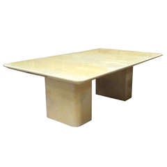 Stylish American Lacquered Parchment Expandable Dining Table by Karl Springer