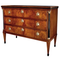 A Handsome Danish Neoclassical Style Mahogany 3-Drawer Chest w/Ebony Highlights