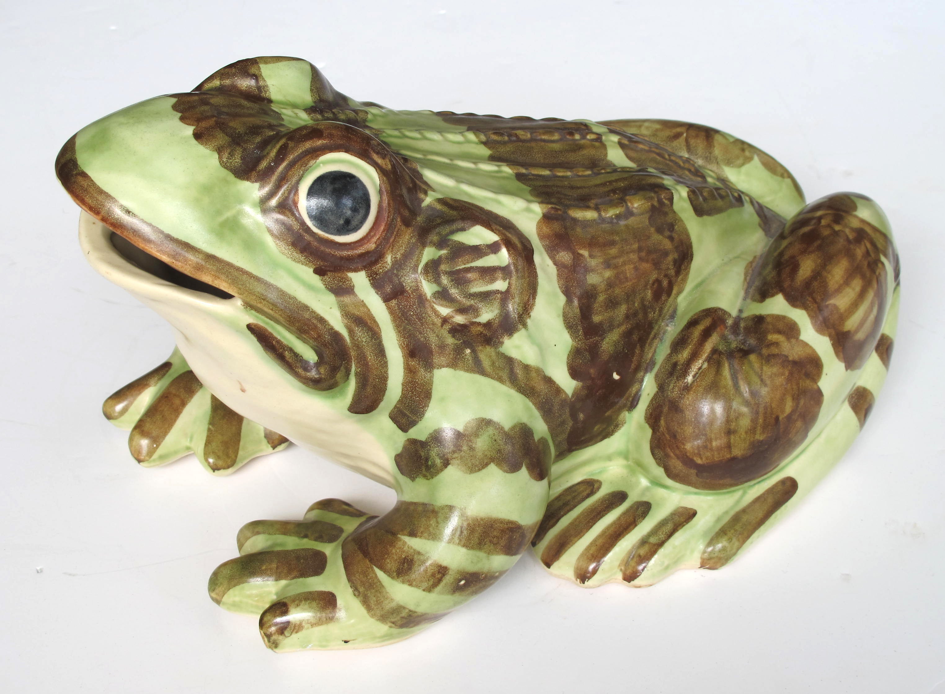 An Exceptionally Large American 1930's Hand-Painted Ceramic Frog by Brush McCoy