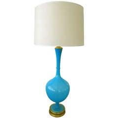 A Tall Swedish Vibrant Blue Art Glass Bottle-from Lamp; For Marbro Co. 8