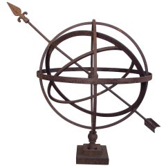 Antique A Large-Scaled English Oxidized-Iron Armillary Sphere