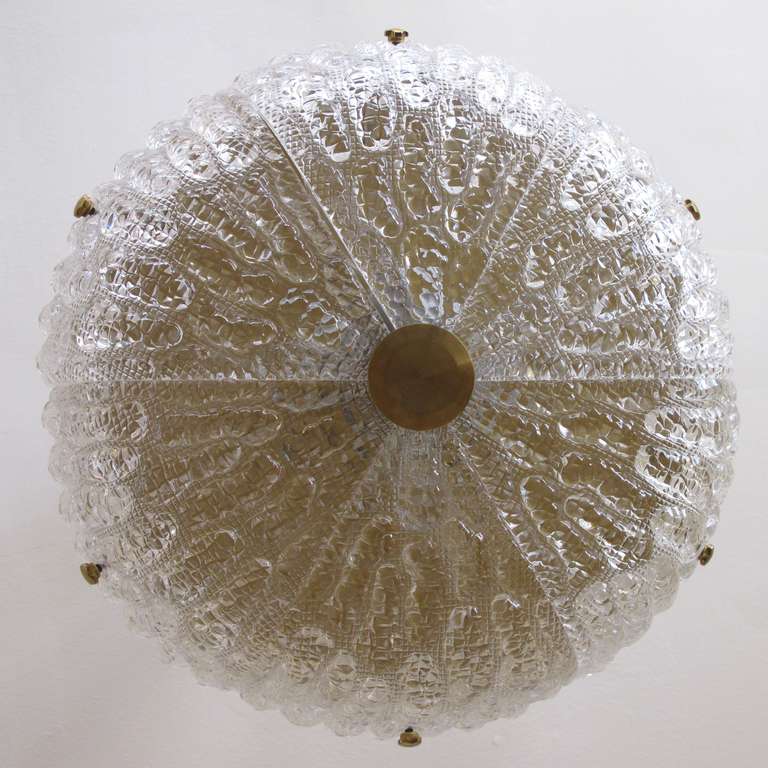 Shimmering Swedish Brass & Crystal Chandelier by Carl Fagerlund for Orrefors In Excellent Condition In San Francisco, CA