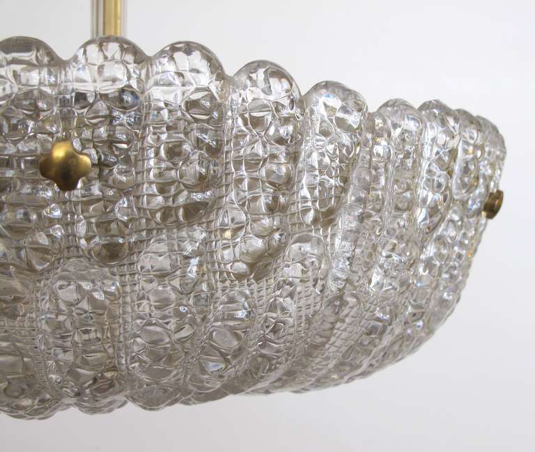 Mid-20th Century Shimmering Swedish Brass & Crystal Chandelier by Carl Fagerlund for Orrefors