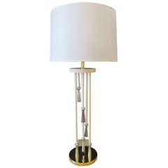 Stylish American 1950s Lamp with Chrome and Brass Mounts by Lightolier