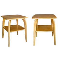 Pair of American Mid-Century Solid Maple Tables Stamped 'Heywood Wakefield'