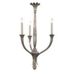 Vintage A Graceful French Art Deco Brushed Nickel Three-Arm Chandelier