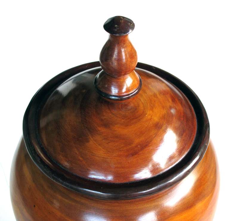 Large-Scaled and Richly-Patinated English Treenware Lidded Pot 1