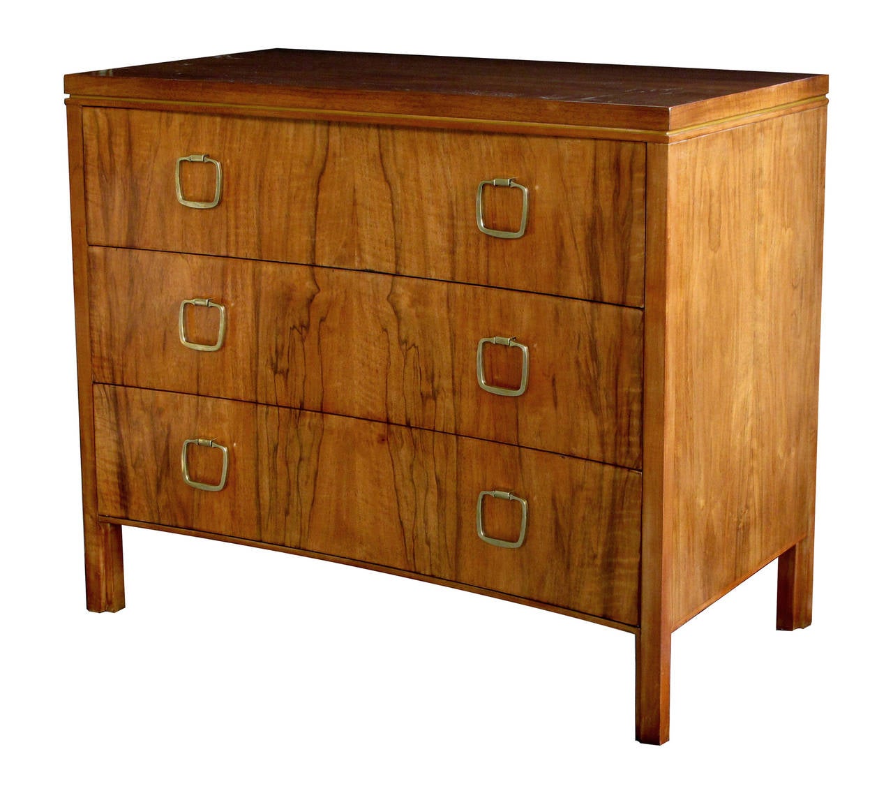 American Mid-Century Concave Three-Drawer Chest Labeled 'John Widdicomb' In Excellent Condition In San Francisco, CA