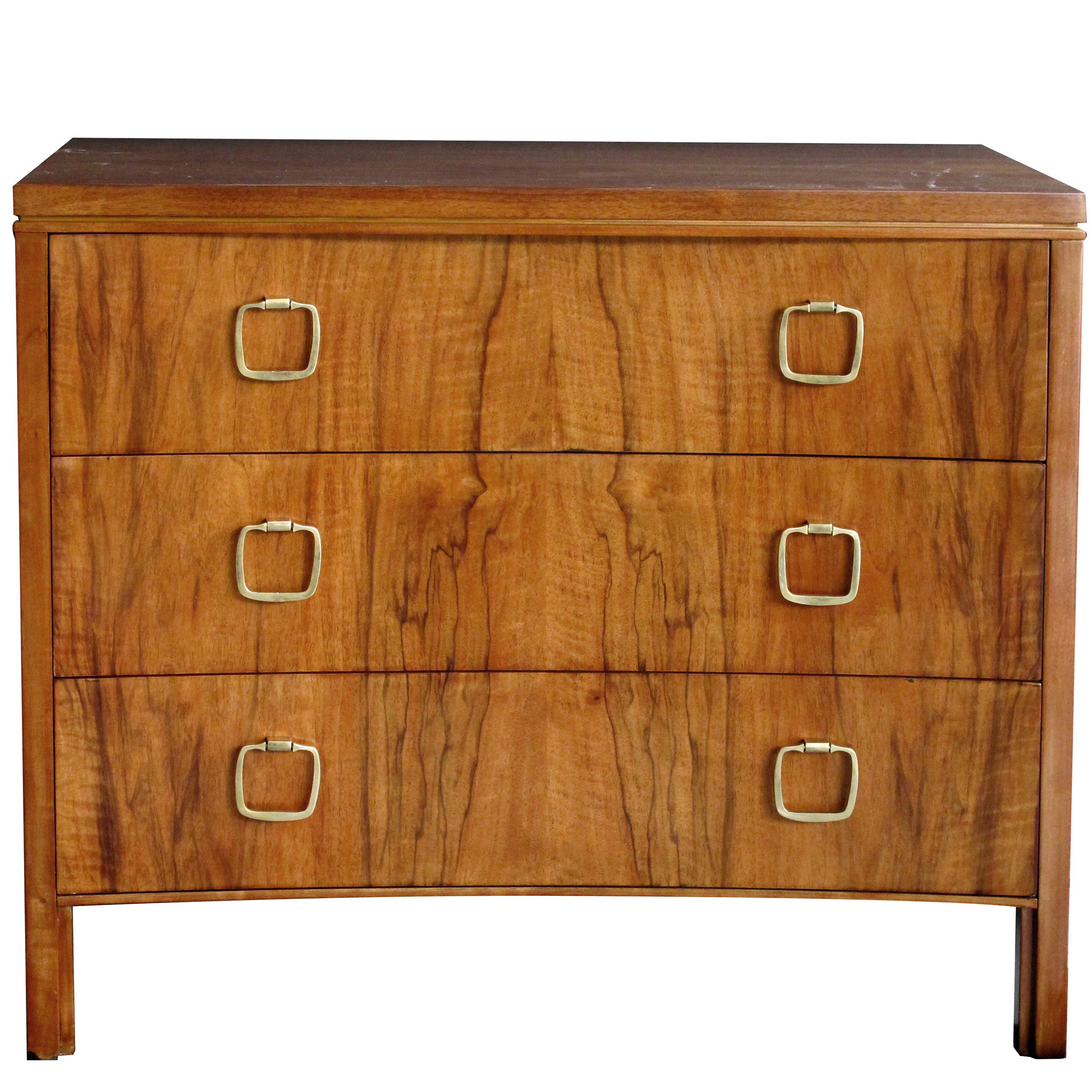 American Mid-Century Concave Three-Drawer Chest Labeled 'John Widdicomb'