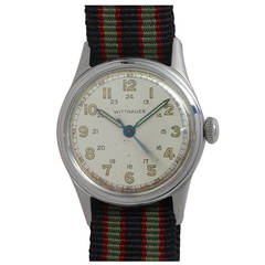 Retro Wittnauer Stainless Steel Military Wristwatch circa 1950s