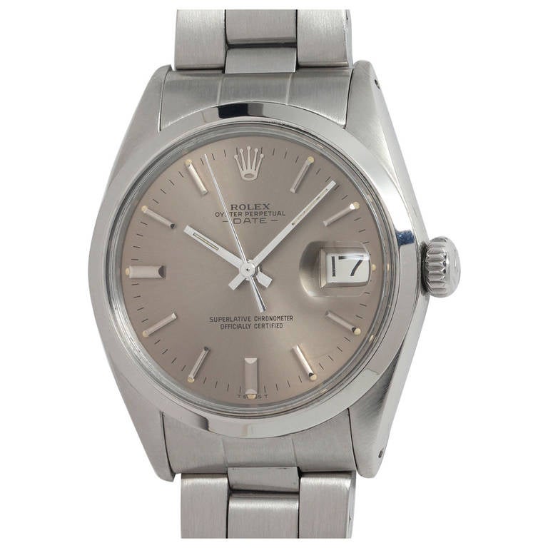 Rolex Stainless Steel Oyster Perpetual Date Wristwatch Ref 1500 circa 1971