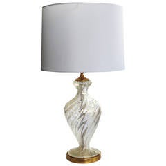 Murano 1960s Clear Glass Lamp with Silver Inclusions