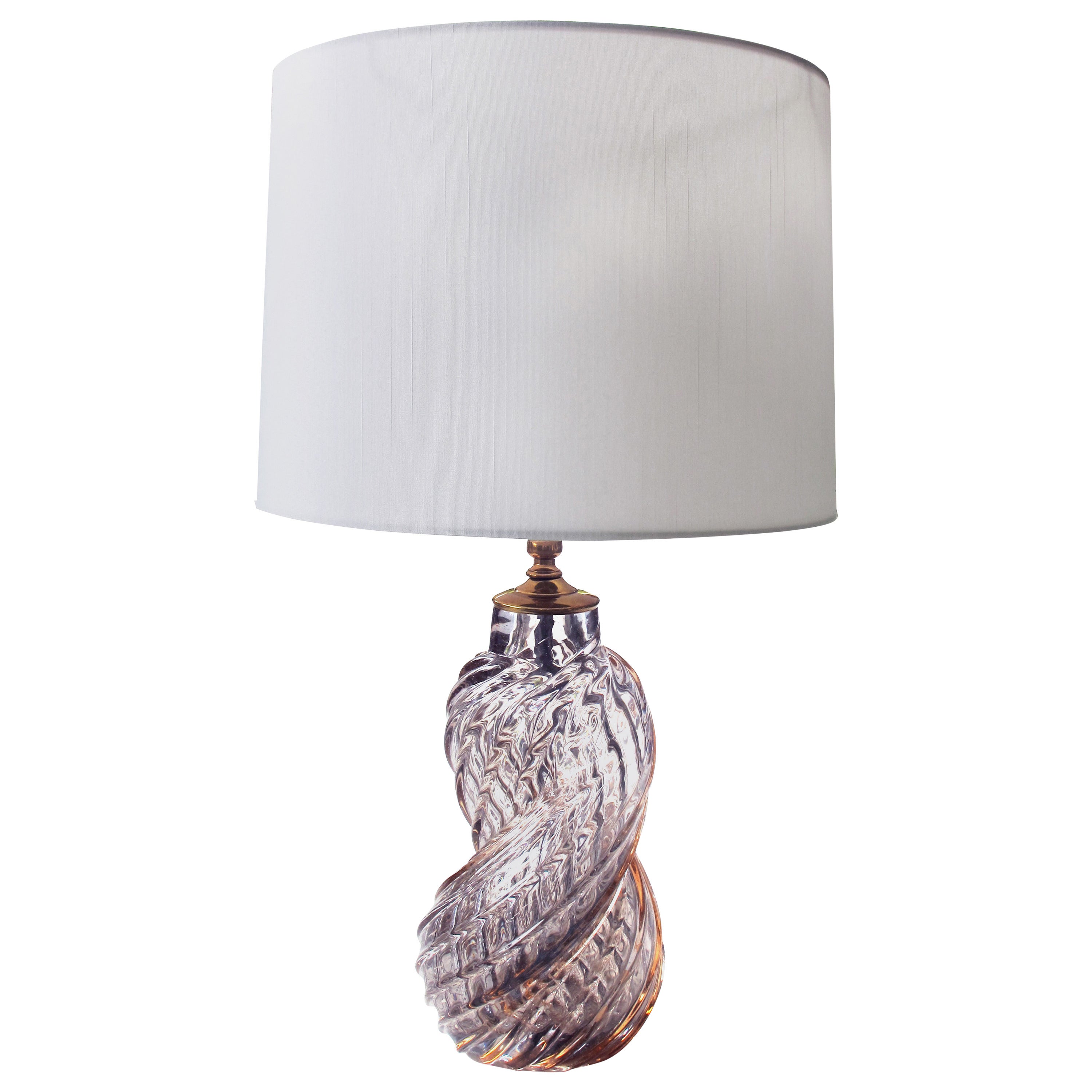 Murano 1960s Helix-Form Lamp of Aubergine Art Glass by Barbini