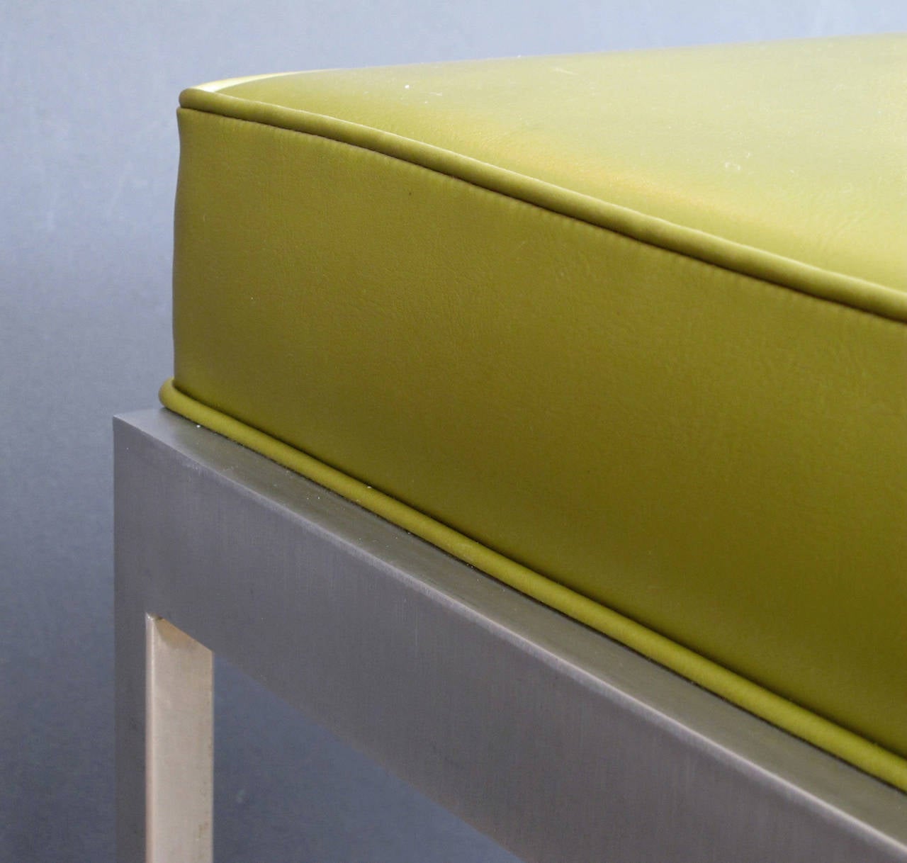 Solid Pair of American Steelcase 1970s Brushed Steel Rectangular Benches