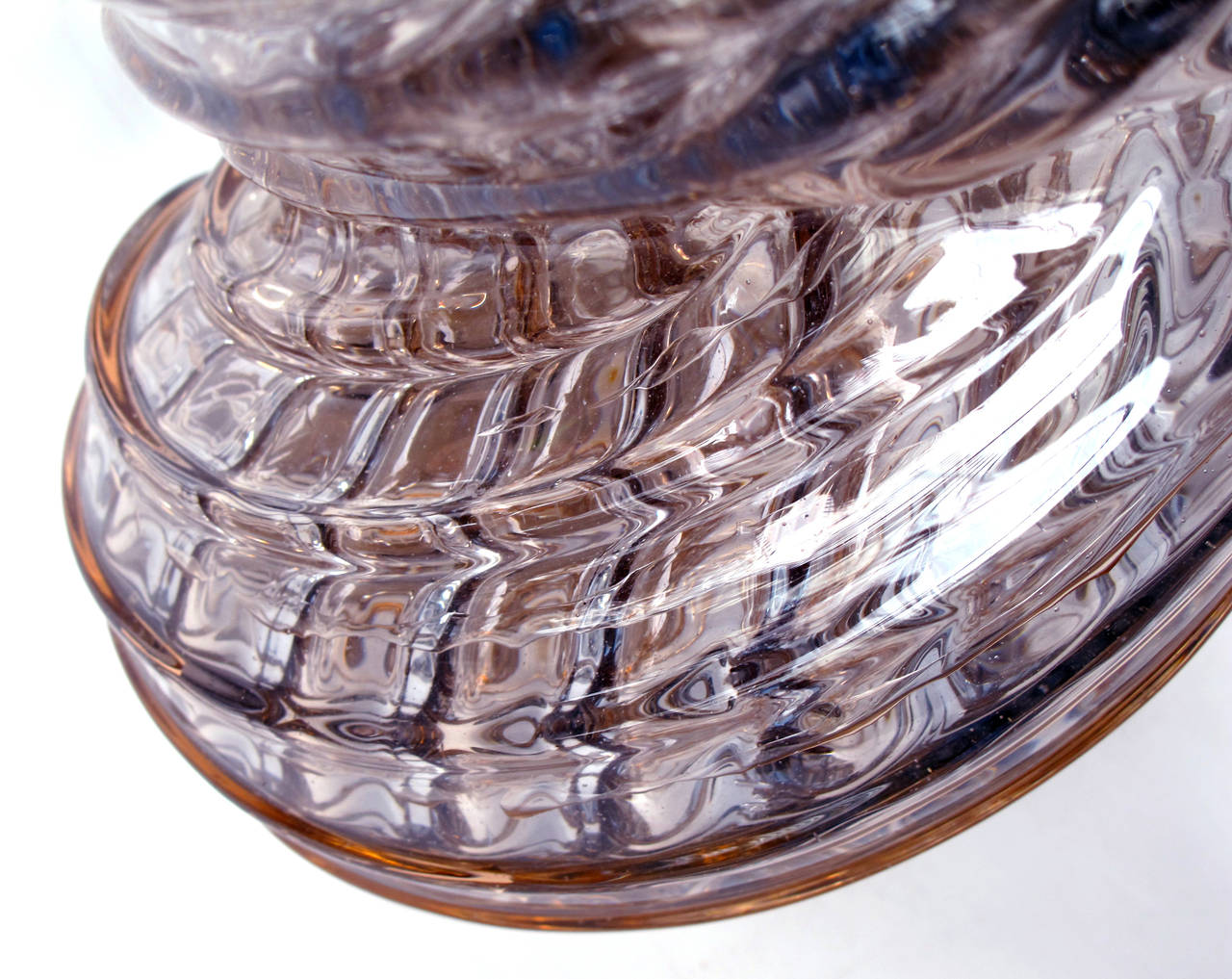 Italian Murano 1960s Helix-Form Lamp of Aubergine Art Glass by Barbini