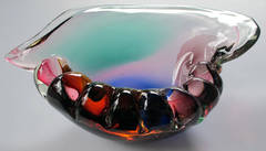 A Murano Aubergine-Colored Alexandrite Art Glass Shell-Form Bowl